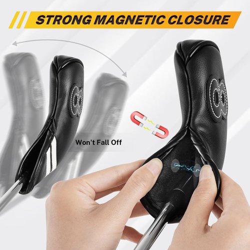 Craftsman Golf Magnetic Closure Pemium Leather Black White Stripes Iron Headcover Cover 10pcs/Set