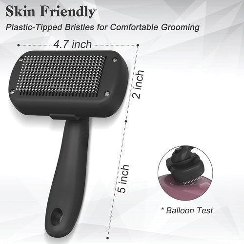 Dipoo Self-Cleaning Shedding Brush - Skin-Friendly Grooming Tool for Dogs & Cats | Effective Hair Removal for All Coat Types, Black