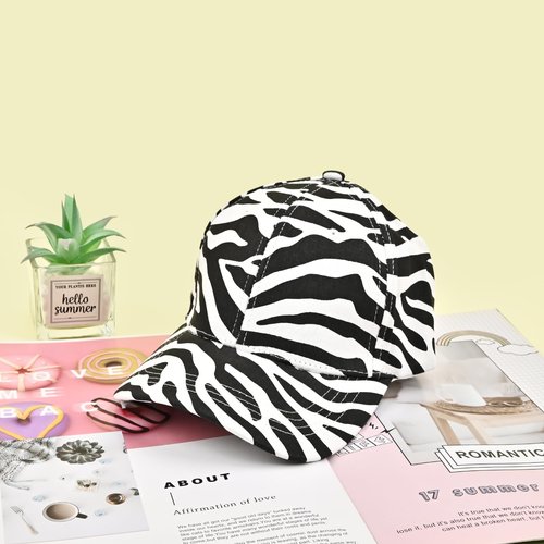 Yonchic Zebra Print Unisex Adjustable Baseball Cap, Animal Print Washed Cotton Baseball Caps for Women Men, Cute Summer Hats