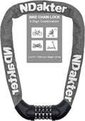 NDakter Heavy Duty Bike Lock - 5 Digit Combination Anti-Theft Chain Lock | 6Ft Long, High Security