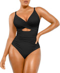 SHAPELLX Tummy Control One-Piece Swimsuit - V Neck, Ruched Design, Slimming Fit, Built-In Bra