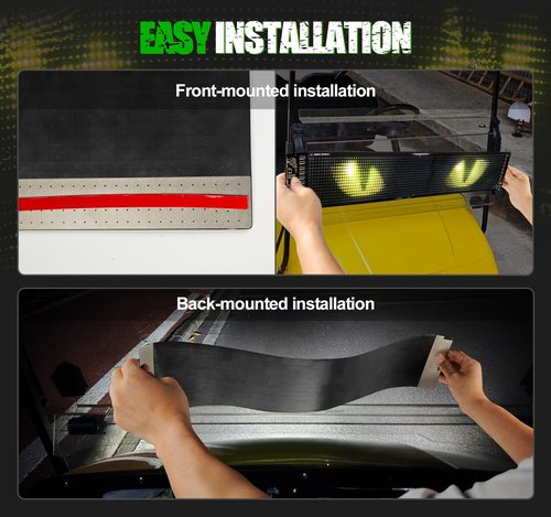 Golf Cart Devil Eyes Light Sign Screen, Programmable-Animations Flexible Screen for Golf Cart Windshield, DIY Dynamic text, graffiti, patterns With App&Remote Control, 23.4"x4.7" Windshield Decoration