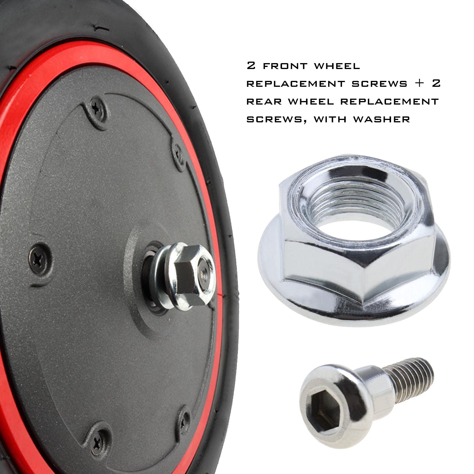 SING F LTD 4pcs Electric Scooter Front Rear Motor Wheel Nuts Bolt Screw with Washers Compatible with Xiaomi M365, 1S, Essential, Pro and Pro 2