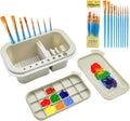 ZLY Paint Brush Cleaner Basin Set - 10 PCS Paint Brushes & Organizer for Acrylic & Watercolor (Gray)