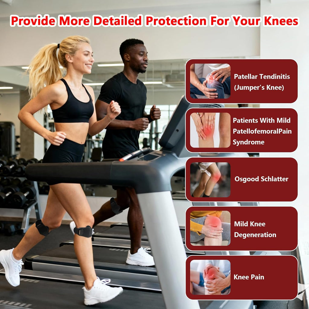 Patellar Tendon Support Straps by [Brand Name] - Adjustable Non-Slip Knee Bands for Pain Relief | Black, 2 Pack