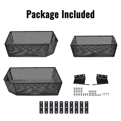 LUXEMOTO Golf Cart Inner Front Storage Basket for E-Z-GO RXV 2008+, No Drilling Combined Steel Independent Front Inner Dash Tray Storage Organizer for EZGO RXV 2008-2025 Accessories, Black