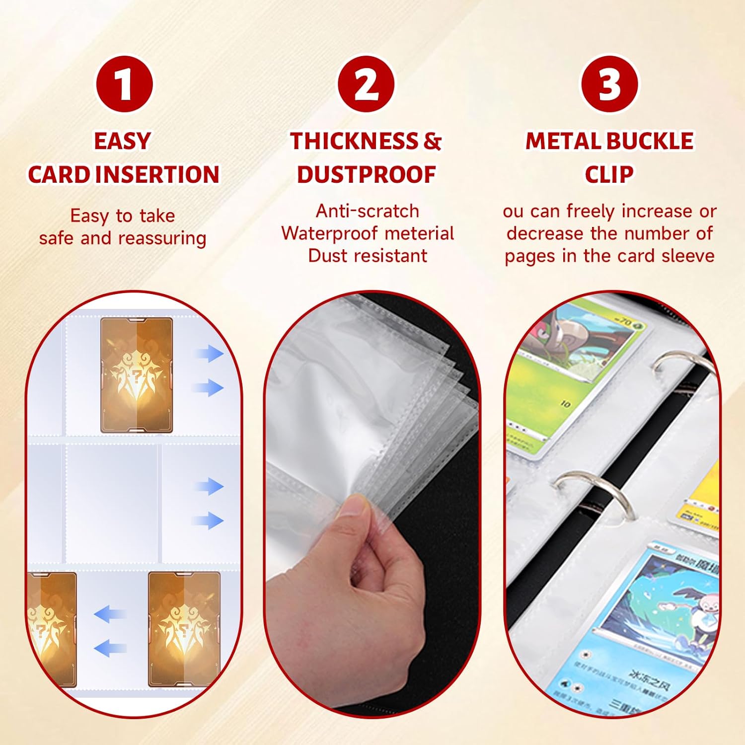 Trading Card Binder - 9-Pocket Baseball Design Album with 50 Removable Sleeves | Holds 900 Cards