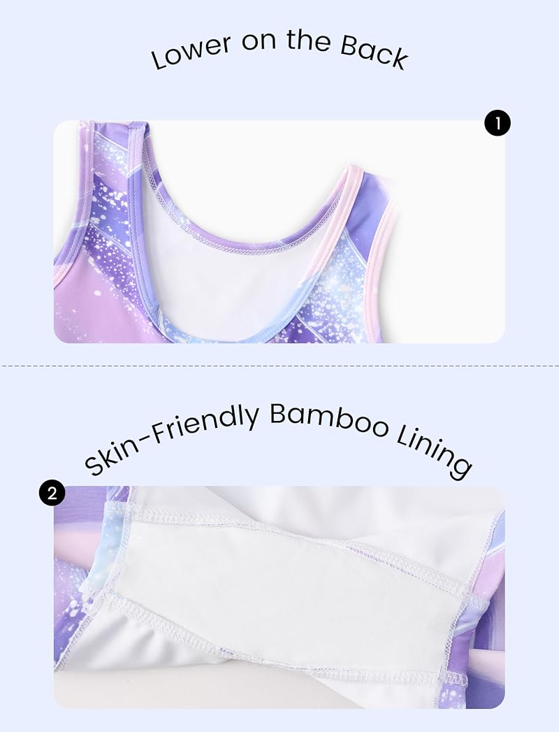 PATPAT Girls Gymnastics Leotards Sparkly Biketard 1-purple+4-5T - 3-9 Years