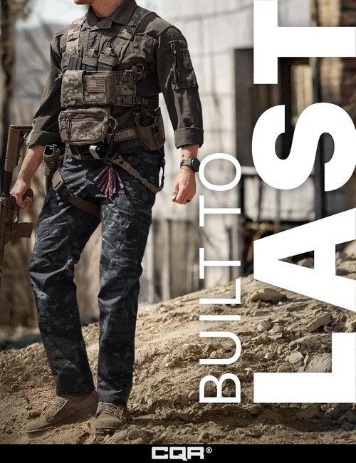 CQR Men's Tactical Pants - Lightweight Water Resistant Ripstop Cargo Pants for Hiking & Work