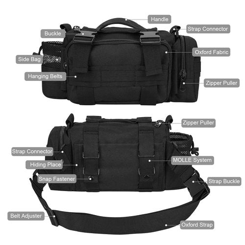BraveHawk OUTDOORS Bike Handlebar Bag, 900D Nylon Oxford Multi-Purpose Tactical Waist Bag Heavy-Duty Water Resistant MOLLE Outdoor Bicycle Pack for Cycling Hiking (Large)