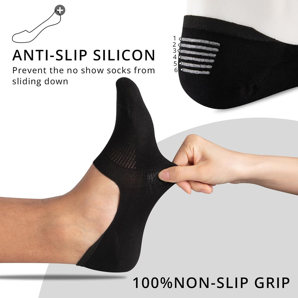 Cooplus No Show Socks for Men - Non-Slip Low Cut Cotton Invisible Design | 8 Pairs