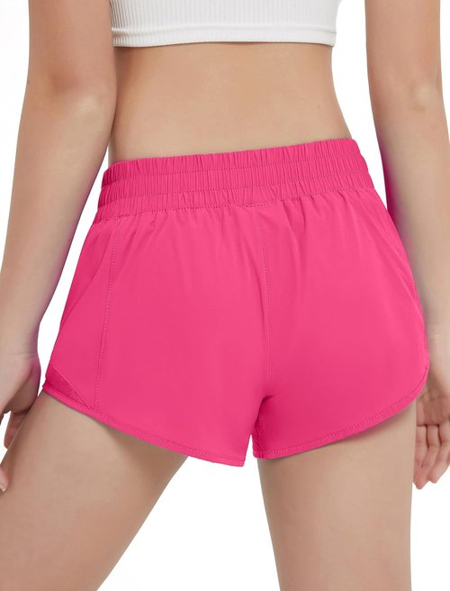 EXARUS Girls Athletic Shorts - Lightweight Running & Workout with Liner Zip Pocket | Sizes 2.5"/4" for Ages 6-12
