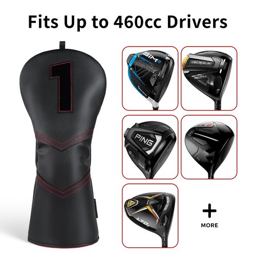 Craftsman Golf Club Cover Driver Head Cover Golf Headcover Premium Solid Black Leather Driver Headcovers for Golf Clubs