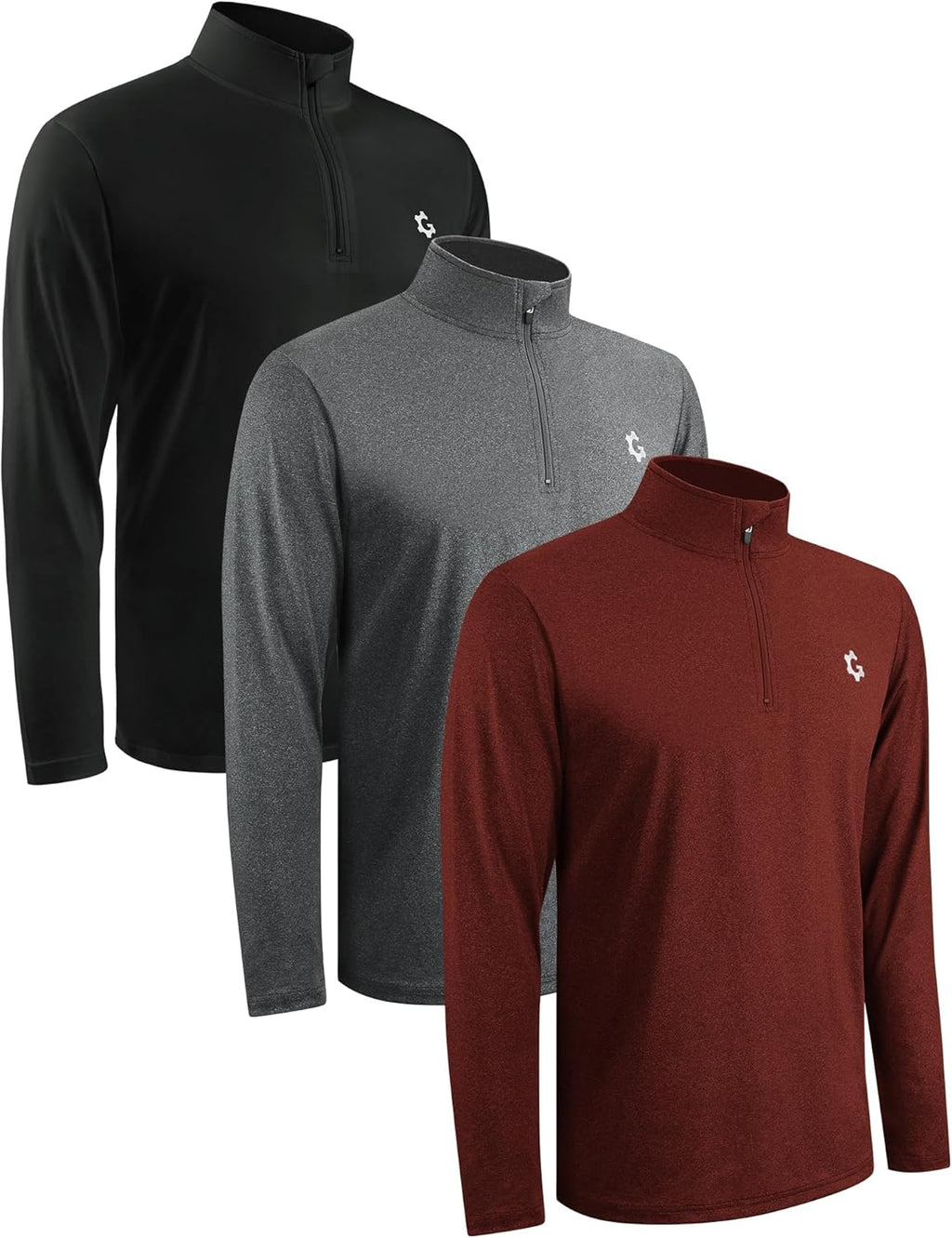 Skiennix 3-Pack Quarter Zip Pullover - Quick-Dry Long Sleeve Athletic Shirts for Men | Golf & Gym