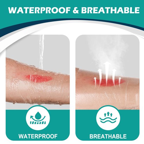 100 Packs Transparent Film Dressing 4" x 4.75" - Waterproof Bandages for Swimming, Showering, Wounds, Post Surgical Shower or IV Shield, Tattoo Aftercare Bandage, Scar Therapy, Adhesive Patches