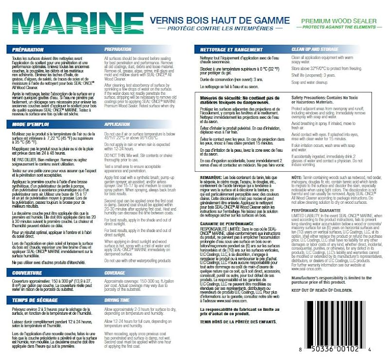 Seal-Once Marine Penetrating Wood Sealer & Waterproofer - Clear, 1 Gallon