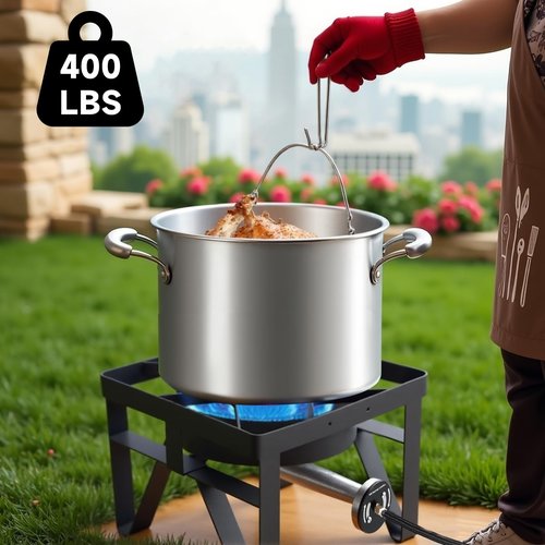 SKOK 200,000 BTUs High Pressure Single Burner Propane Camping Stove - Portable Outdoor Stove for Outdoor Cooking, Backyard, Picnic