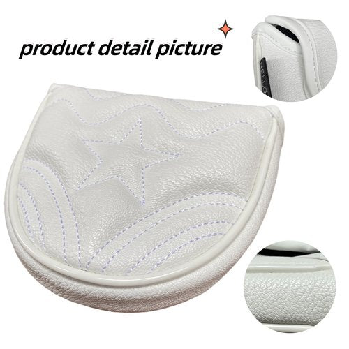 White Mallet Putter Cover Magnetic Golf Putter Head Cover Headcover, Premium PU Leather Golf Club Covers Mallet Putter Headcover, Great Gift for Men Golfer