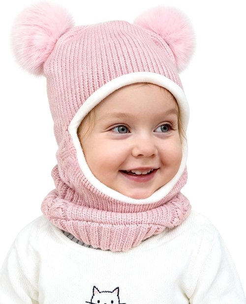 Camptrace Baby Toddler Winter Hat & Scarf Set - Fleece Lined Beanie for Girls & Boys
