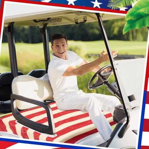 DaisyInner 2 Sets Golf Cart Seat Covers Towel Blanket Made of Microfiber, 51 x 31 Inch Easy to Install and Clean, Soft, Offer Protection for Your Golf Car Seat for All Seasons (Us Flag)