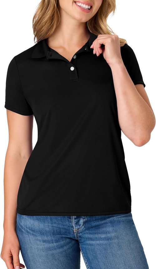 Hanes Women's Performance Polo - Moisture-Wicking Sport Shirt with 40+ UPF Protection | 3-Pack Option