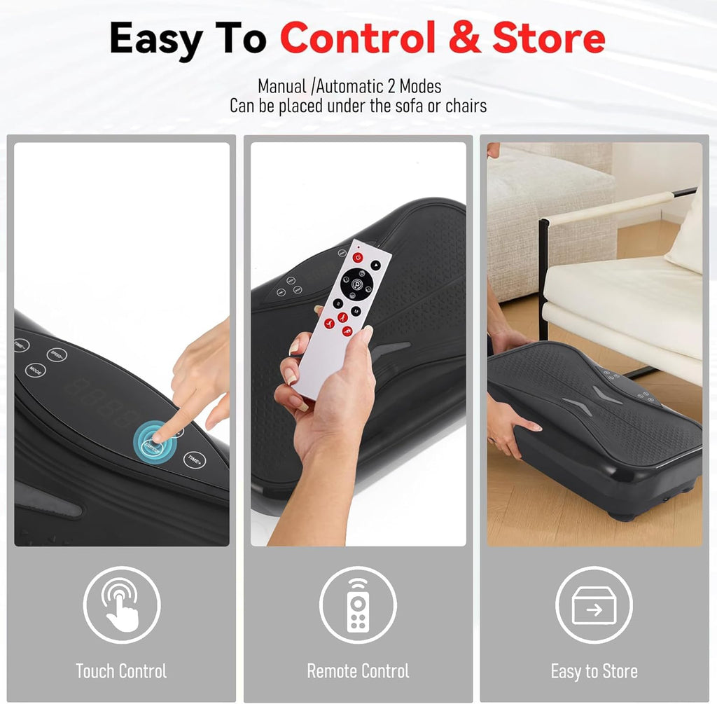Skiennix Whole Body Vibration Plate - Power Vibrating Machine for Weight Loss & Lymphatic Drainage | Touch Screen & Resistance Bands Included