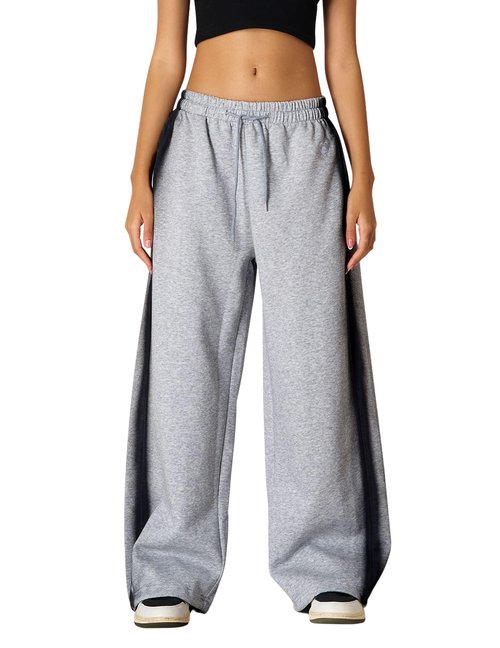 Aelfric Eden Wide Leg Sweatpants Women Baggy Graffiti Heart Lounge Pants with Pockets Grey Small