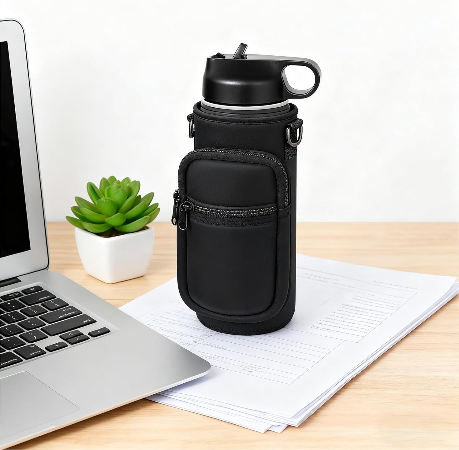 Skiennix Insulated Water Bottle Holder - Crossbody Sling Bag with Phone Pocket for Hiking & Camping