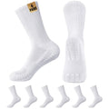 MUQU Mens White Crew Socks - Cushioned Sports Athletic Socks For Walking Hiking Running 6 Pairs
