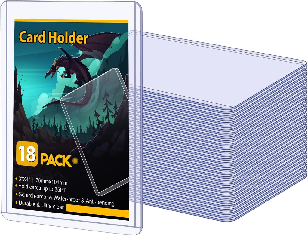 Sooez 35PT Card Sleeves - Rigid Hard Plastic Protectors for Baseball & Trading Cards | 3" x 4" - 18 Count