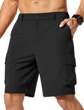 COOFANDY Mens Shorts Casual Hiking Cargo Shorts Lightweight Quick Dry Fishing Golf Shorts Men 9 Inch Inseam Black