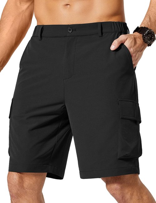 COOFANDY Mens Shorts Casual Hiking Cargo Shorts Lightweight Quick Dry Fishing Golf Shorts Men 9 Inch Inseam Black