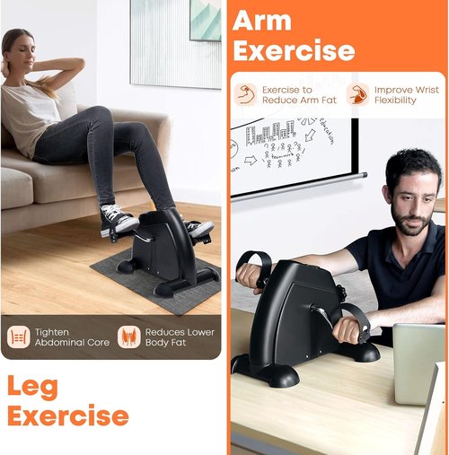 AGM Mini Exercise Bike - Under Desk Pedal Exerciser with LCD Screen for Arms & Legs | Compact Foot Cycle