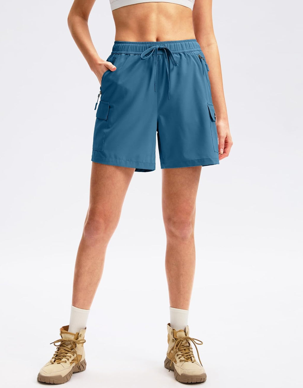 SANTINY Women's Hiking Cargo Shorts - Quick Dry Lightweight with Zipper Pockets | 5''/7''/9'' Sizes