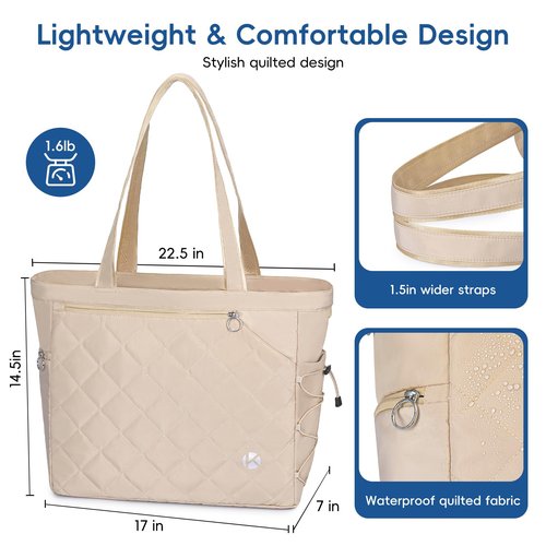 KAVIGOR Tennis Tote Bag with Shoe Compartment - Extra-Large Water-Resistant Lightweight Quilted Design for Tennis & Pickleball Gear, Holds 2-4 Rackets