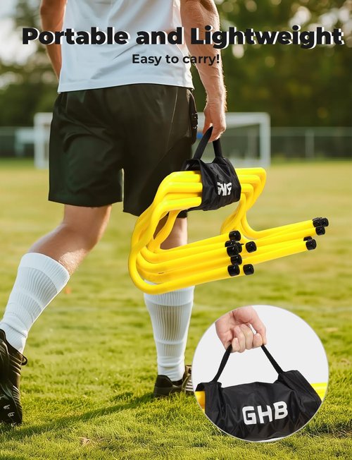 GHB Agility Hurdles - 8" Speed Training Hurdles Set with Carry Bag for Kids & Athletes