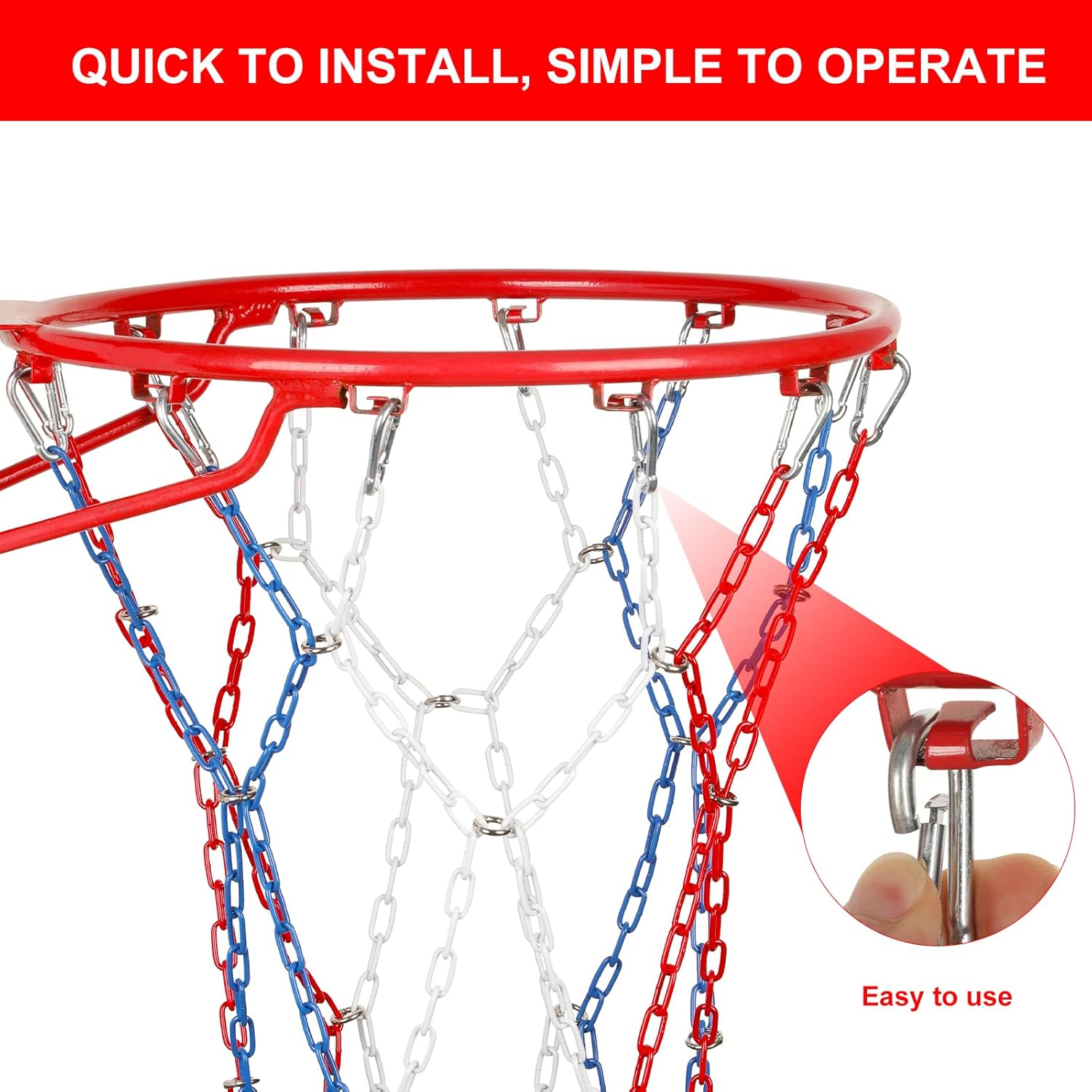 Skiennix Heavy-Duty Basketball Net - Carbon Steel Chain, Anti-Rust Design for Indoor/Outdoor Use | 12 Loops