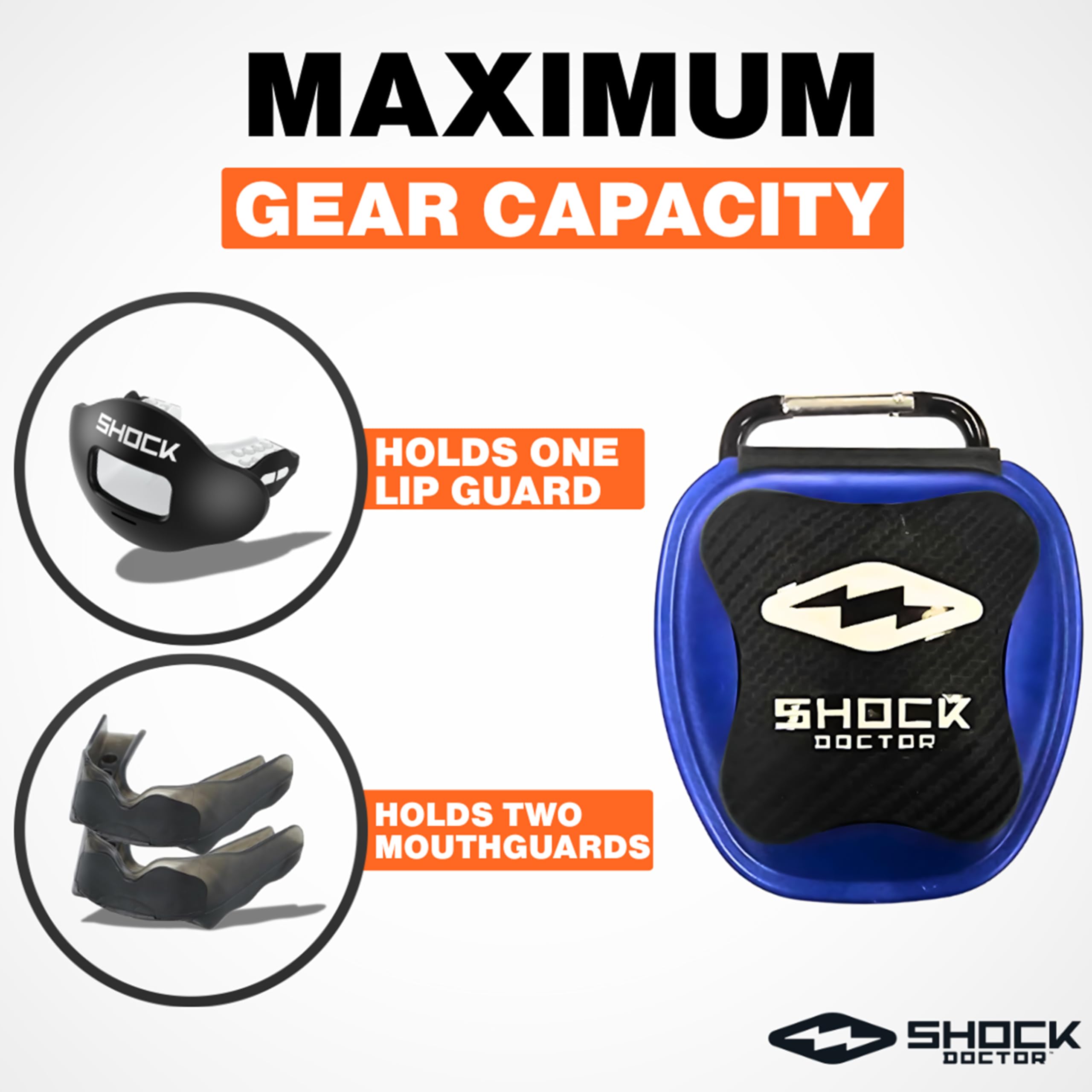 Shock Doctor Mouth Guard Case, Ventilated, Universal Storage for Mouthguard, Adult & Youth Sizes
