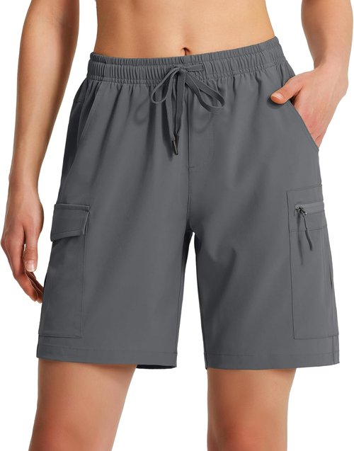 Ksmien Women's Hiking Cargo Shorts - Lightweight Quick-Dry Design with Zipper Pockets | Perfect for Travel & Golf