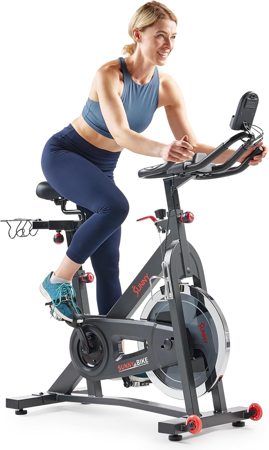 Sunny Health & Fitness Pro Indoor Cycling Bike - Felt Resistance, Belt Drive & SunnyFit App Compatible