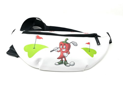 Hot Shot Sling Golf Bag, Waist Pack with Zipper Pouches for Scorecard, Golf Balls, Accessories, Red Hot Pepper Design