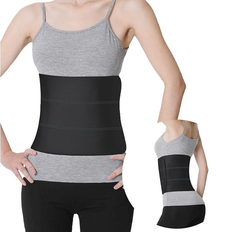 Abdominal Binder Post Surgery 45–60 Inch 3-Panel Latex-Free Black Belly Wrap