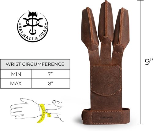 Archery Shooting Glove - Handmade Full Grain Leather Finger Protector for Recurve Bow | Bourbon Brown