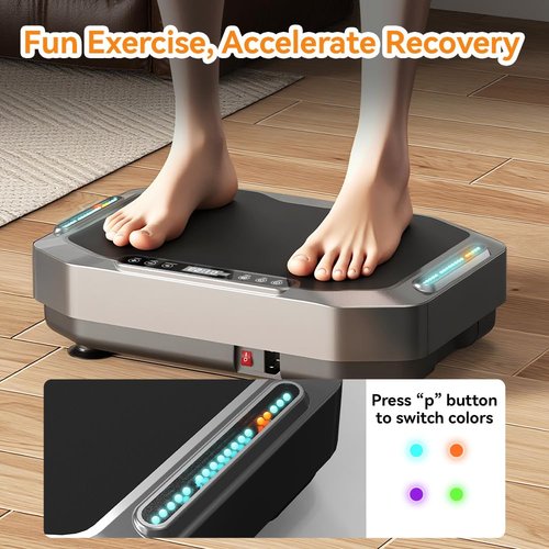 Fairgom Vibration Plate Exercise Machine with LED Display, Fitness Vibrating Lymphatic Drainage Full Body Workout Shaker for Weight Loss, Vibrate Fitness Platform with Cool Lights