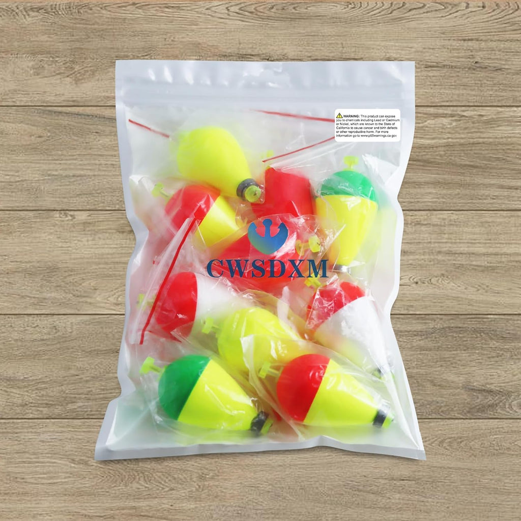 Weighted Fishing Bobbers 10-Pack - High-Visibility Slip Bobbers for Catfish | 5 Sizes & Styles