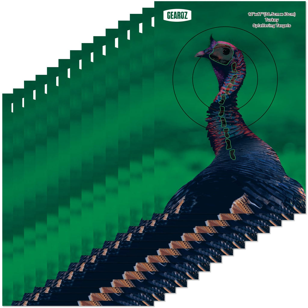 GearOZ Turkey Targets for Shotgun Patterning, 15PCS 12”x17” Splatter Target Stickers for Turkey Shooting Practice, Pre-Game Realistic Animal Target Self-Adhesive Reactive Paper Stickers for Practice