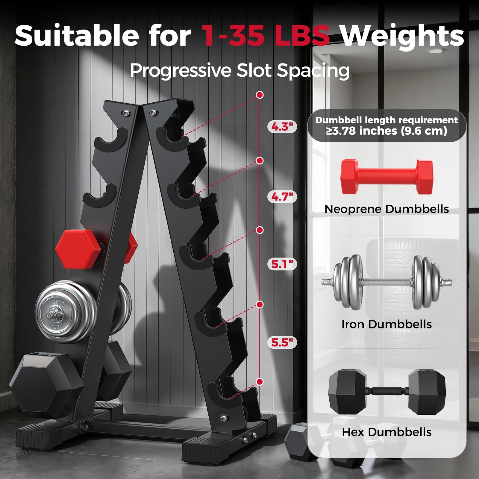 AKYEN A-Frame Dumbbell Rack Stand Only, Weight Rack for Dumbbells Compact Home Gym Space Saver, 480/800LBS Weight Capacity