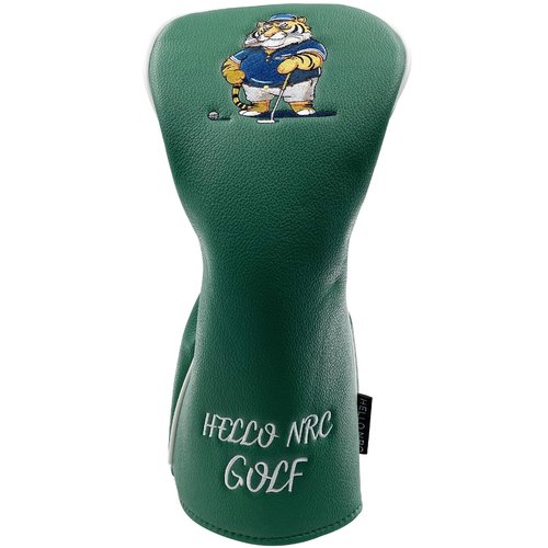 Gbourly Funny Golf Club Classic Green Fat Tiger Driver Head Cover Soft Pebble PU Leather Headcover