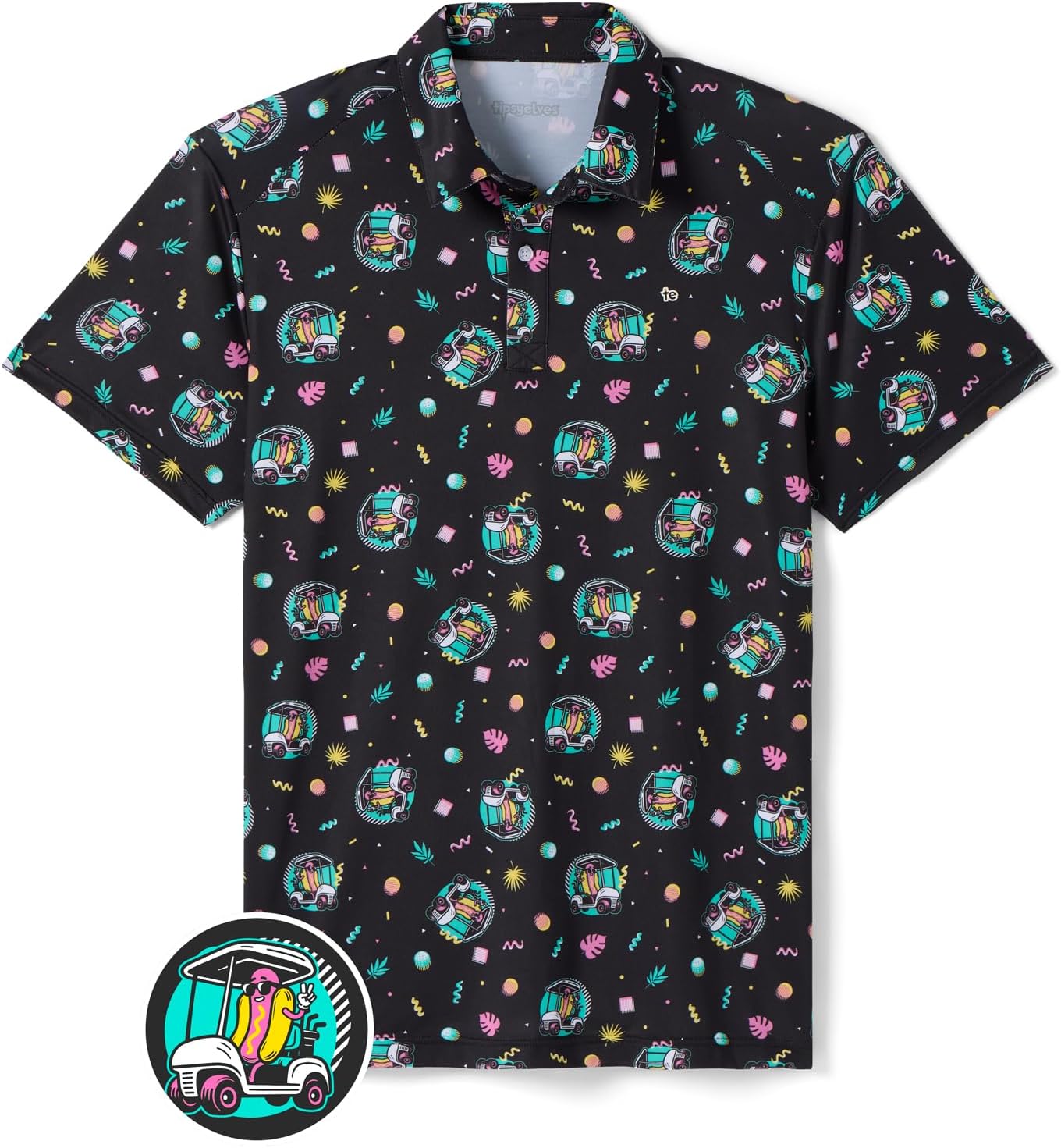 Tipsy Elves Men's Golf Polo - 4-Way Stretch, Quick Dry Performance Shirt - Athletic Fit