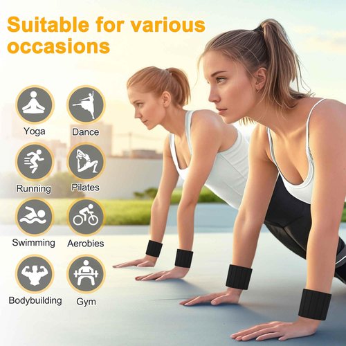 GLIDESMOOTH Wrist Weights, 1.1LB Each Stackable Magnetic, Adjustable Ankle Weights for Men & Women, Jogging/Yoga & More, Black